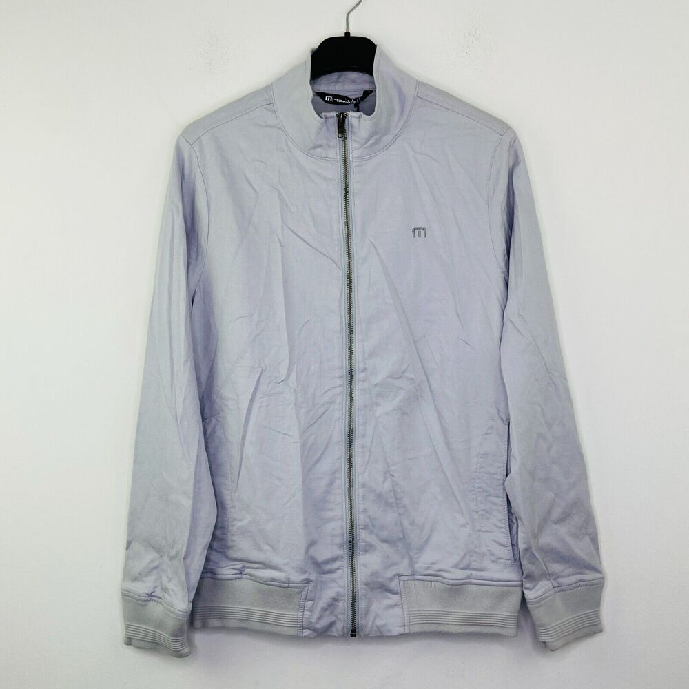 Travis Mathew Men's Small Jacket Solid Gray Full Zip Logo Bomber Golf NWT C3